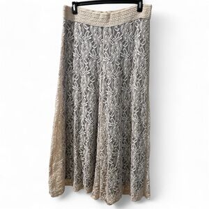 L&B Lace Wide-Leg Pants - Brown and Cream Size 2X